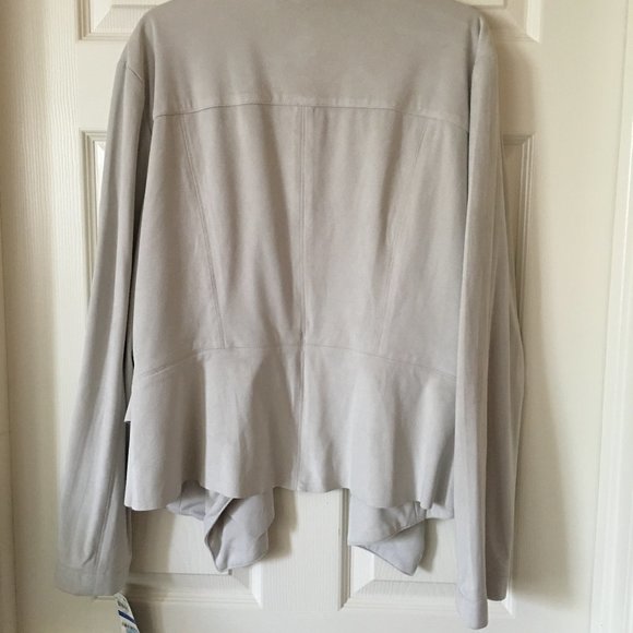 INC INT'L Putty Faux Suede Drape Front Jacket XL - Picture 5 of 5
